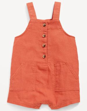 Unisex Linen-Blend Sleeveless Short One-Piece for Baby red