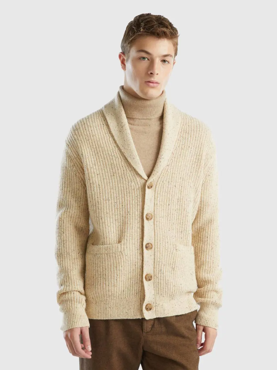 Benetton cardigan in wool blend with pockets. 1