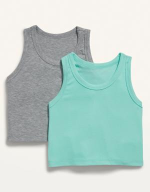 Cropped UltraLite Rib-Knit Performance Tank 2-Pack for Girls gray