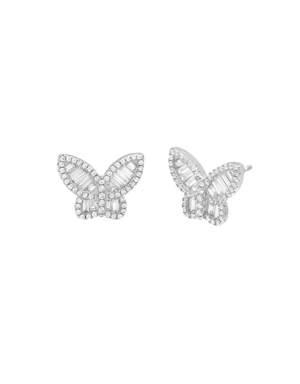 Pave x Baguette Butterfly Stud Earring silver