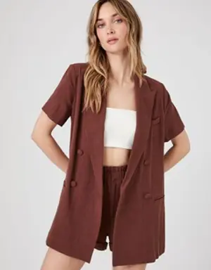 Forever 21 Short Sleeve Double Breasted Blazer Almond