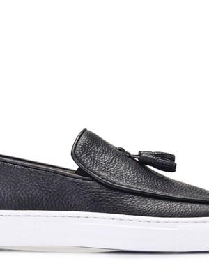 Hakiki Deri Siyah Sneaker Erkek Ayakkabı -11071-