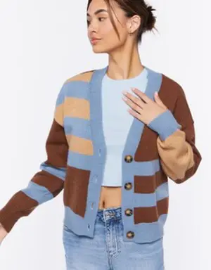 Forever 21 Striped Cardigan Sweater Blue/Brown