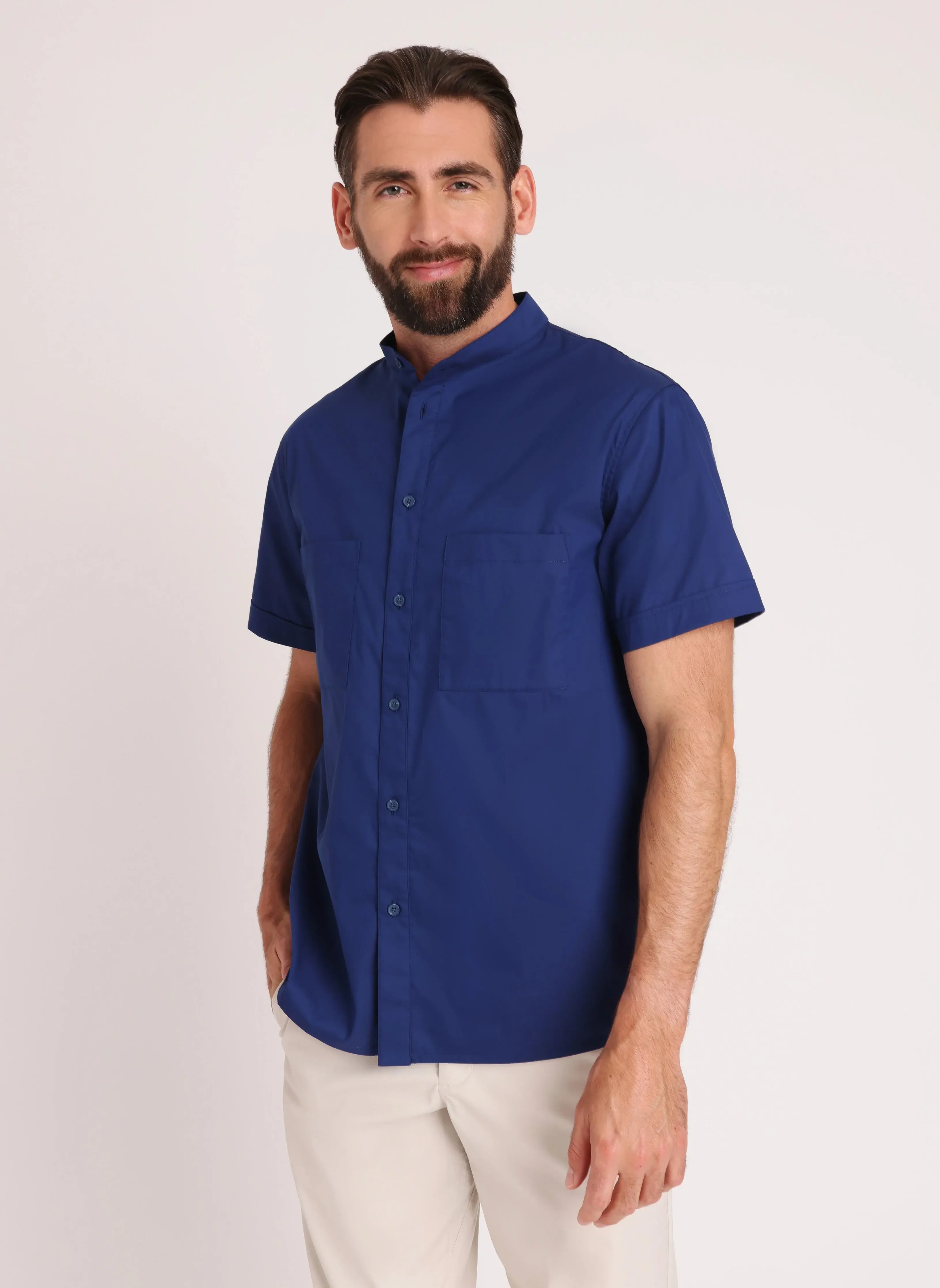 Kit And Ace Stay Cool Collarless Short Sleeve Shirt Relaxed Fit. 1