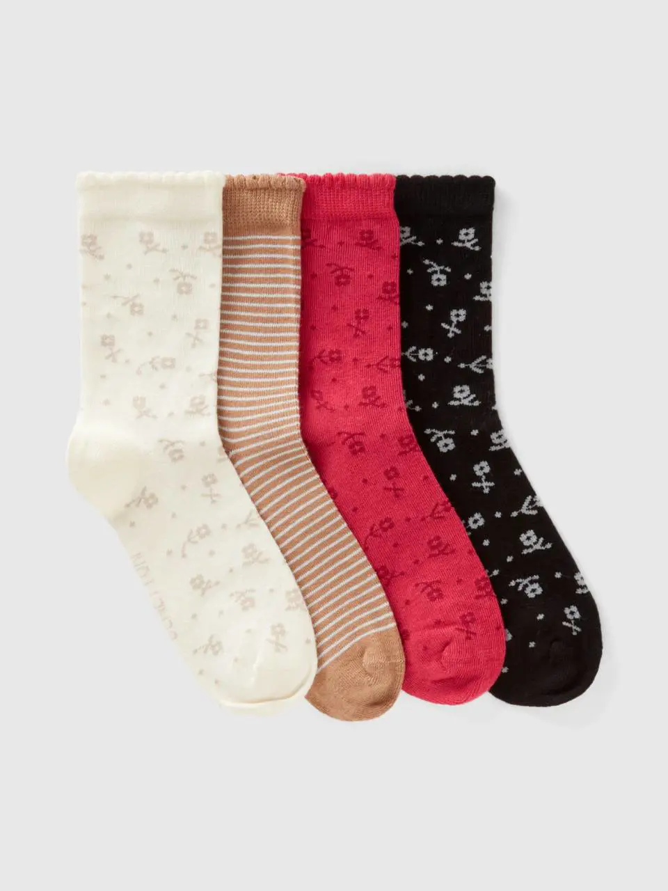 Benetton set of striped and floral jacquard socks. 1
