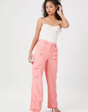 Forever 21 Twill Cargo Pants Flamingo Pink