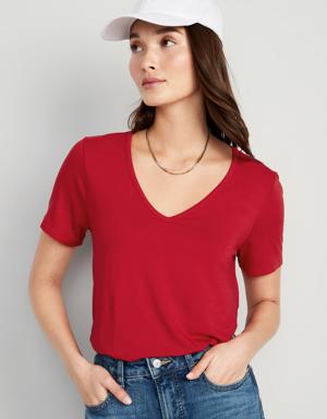 Luxe V-Neck T-Shirt for Women red