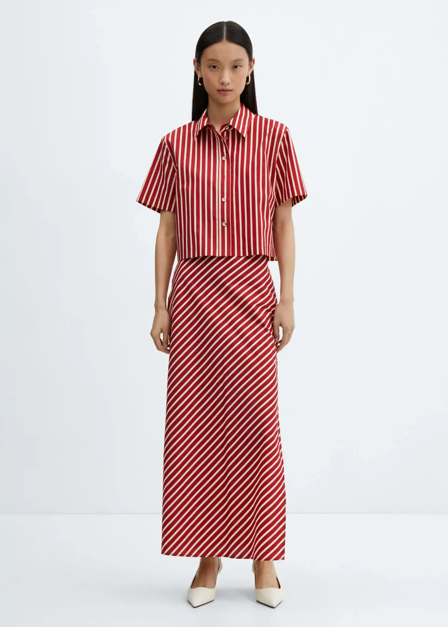 Mango Slit striped skirt. 1