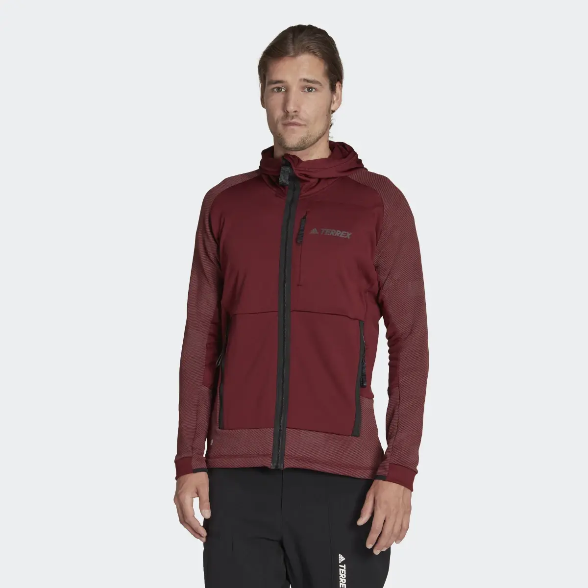 Adidas Terrex Tech Flooce Hooded Hiking Fleece Jacket. 2