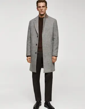 Herringbone pattern wool coat
