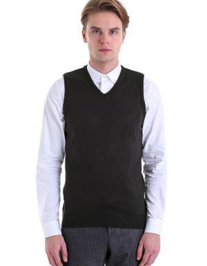 Hatemoğlu Haki Regular Fit Düz V Yaka Yünlü Triko Süveter. 3 Hatemoğlu Haki Regular Fit Düz V Yaka Yünlü Triko Süveter. 3