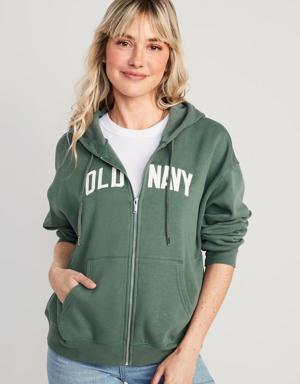 Old Navy Slouchy Logo Graphic Full-Zip Hoodie for Women green