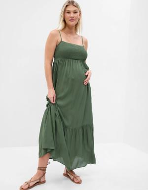 Maternity Smocked Maxi Dress green