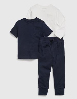 Toddler Organic Cotton Mix and Match Outfit Set blue
