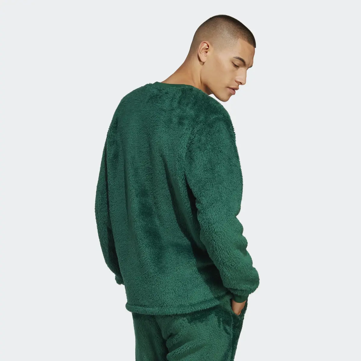 Adidas Essentials+ Fluffy Fleece Crew Sweatshirt. 3