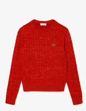 Sweater em malha de cabo em mistura de lã/algodão