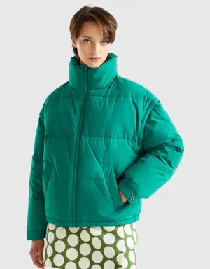 short padded jacket with removable sleeves
