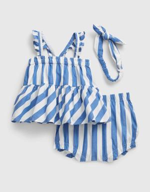 Baby Striped 3-Piece Outfit Set blue