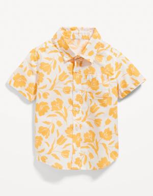 Old Navy Short-Sleeve Printed Poplin Shirt for Toddler Boys yellow