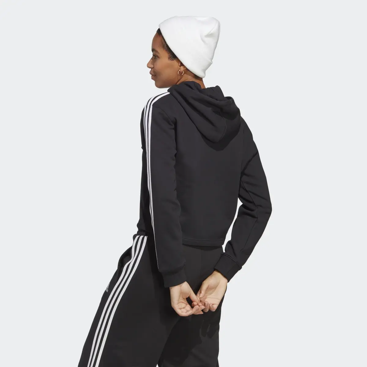 Adidas Essentials 3-Stripes French Terry Crop Hoodie. 3