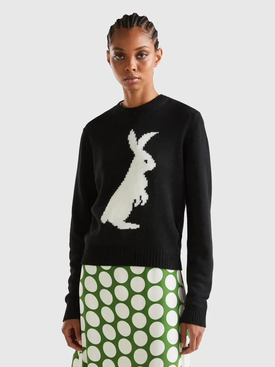 Benetton sweater with bunny inlay. 1