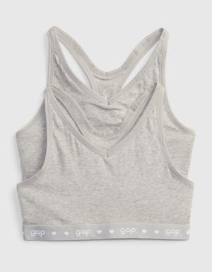 Gap Kids Gap Logo Racerback Bra (2-Pack) gray