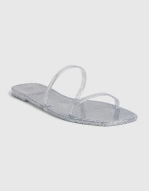 Two-Strap Jelly Sandals silver