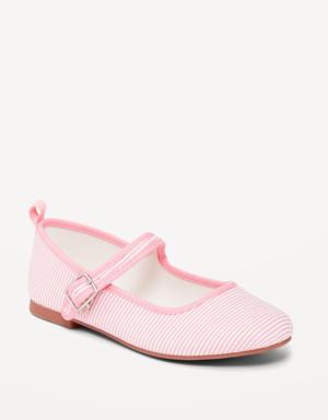 Striped Canvas Ballet Flat Shoes for Girls pink