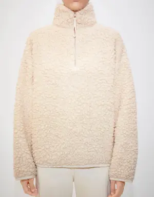 Zip-neck wool sweatshirt