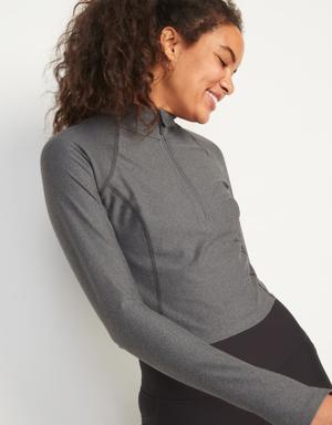 PowerSoft Cropped Quarter-Zip Performance Top gray
