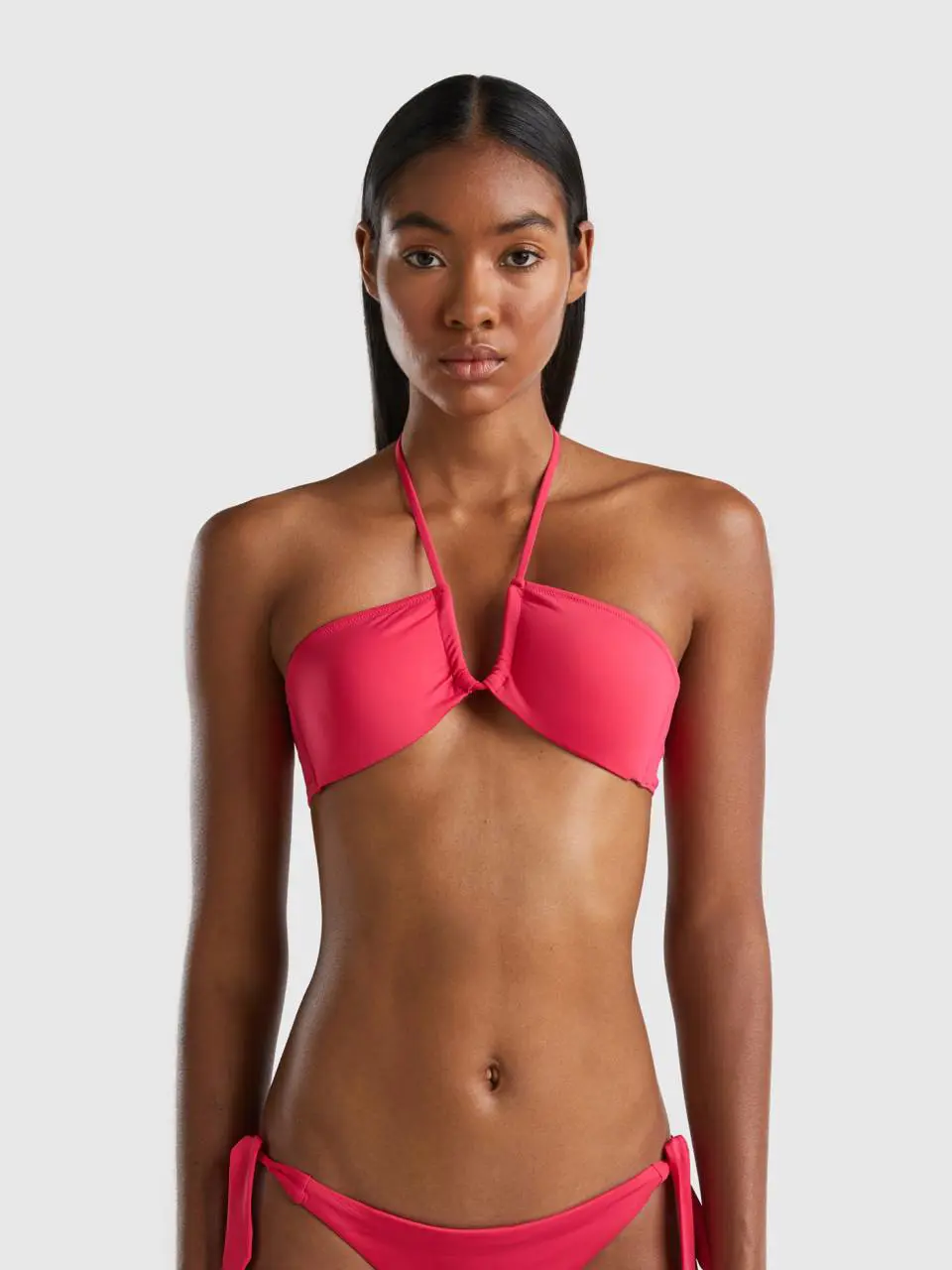 Benetton padded bandeau bikini top in econyl®. 1