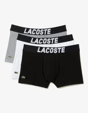 Pack de três boxers em malha com marca Lacoste para homem