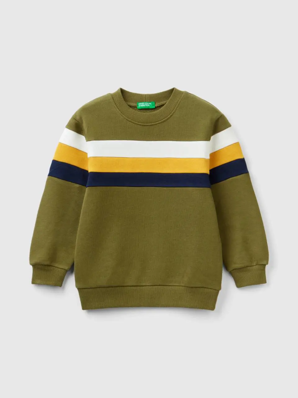 Benetton pullover sweatshirt with striped band. 1