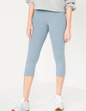 High-Waisted Cropped Leggings For Women blue