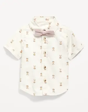 Old Navy Short-Sleeve Printed Shirt and Bow-Tie Set for Baby pink