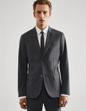 Super slim-fit check suit blazer