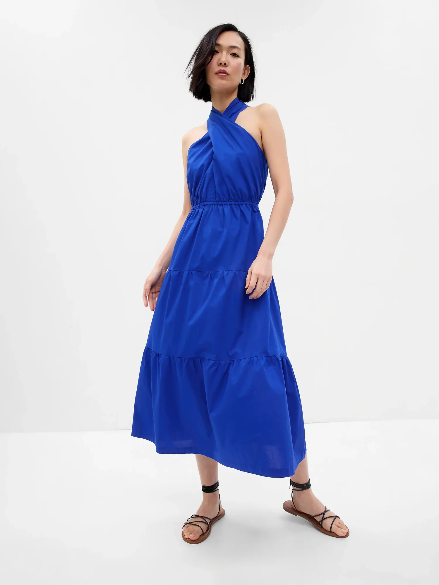 Gap Halter Tiered Maxi Dress blue. 1