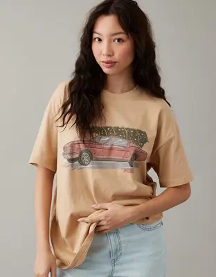 American Eagle Oversized Holiday Ford Graphic T-Shirt. 1