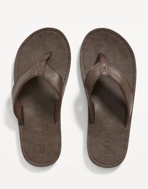 Faux-Leather Flip-Flop Sandals for Men brown
