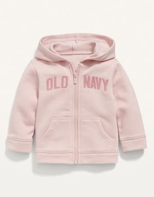 Logo Zip-Front Hoodie for Baby pink