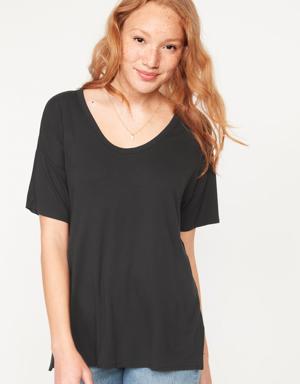 Old Navy Oversized Luxe Voop-Neck Tunic T-Shirt for Women black