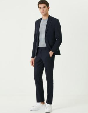 Lacivert Twill Dokulu Takım Elbise