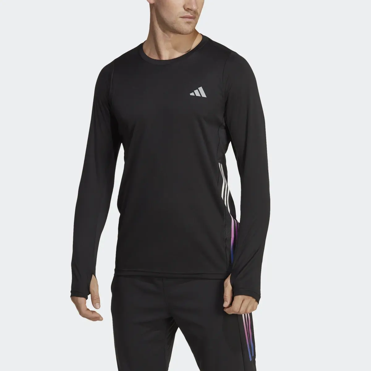 Adidas Run Icons 3-Stripes Long Sleeve Long-Sleeve Top. 1