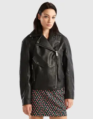 biker jacket in imitation leather