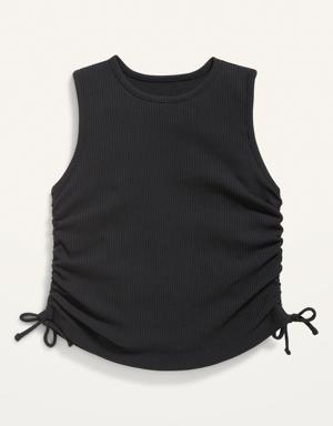 Old Navy Rib-Knit High-Neck Cinch-Tie Tank Top for Girls black