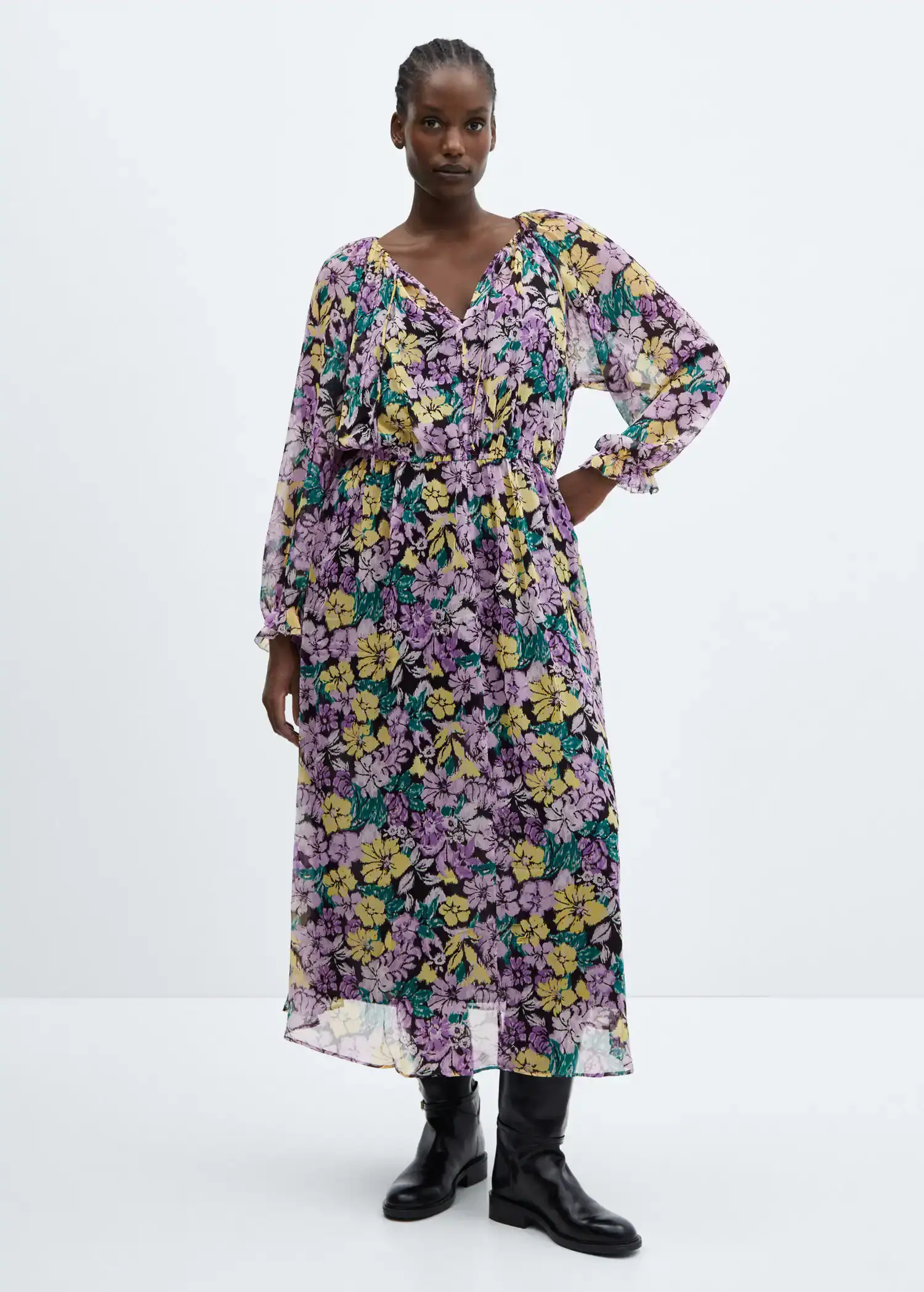 Mango Textured floral-pattern dress. 1