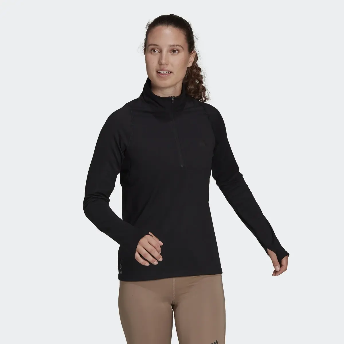 Adidas Run Fast Half-Zip Long Sleeve Sweatshirt. 2