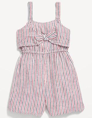 Sleeveless Striped Linen-Blend Romper for Toddler Girls