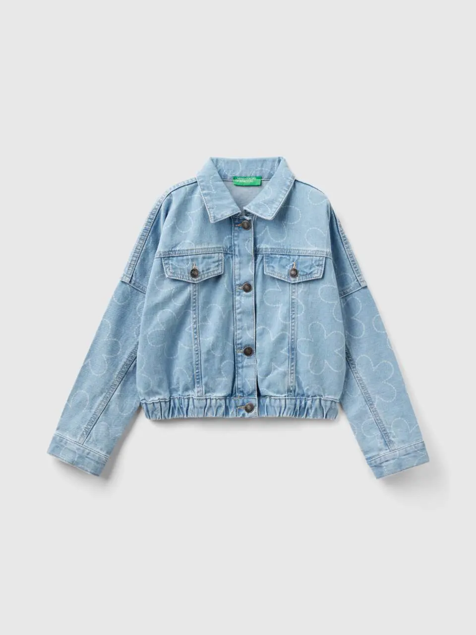 Benetton jean jacket with flower print. 1