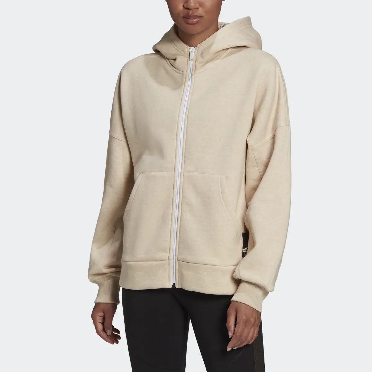 Adidas Sportswear Studio Lounge Fleece Hooded Full-Zip Hoodie. 1